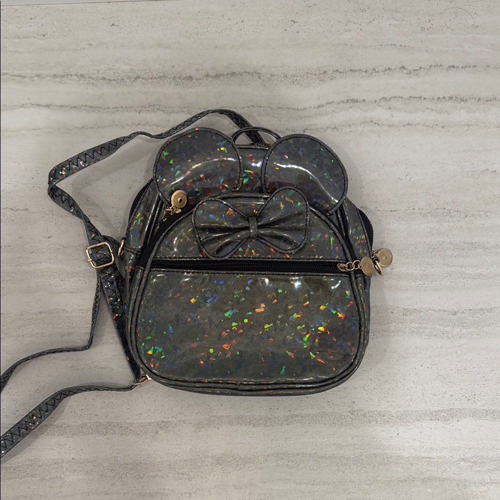 Holographic Black Mini Backpack